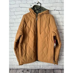 Swiss Tech Men's Medium Quilted Jacket with Hood Trailblazer Brown